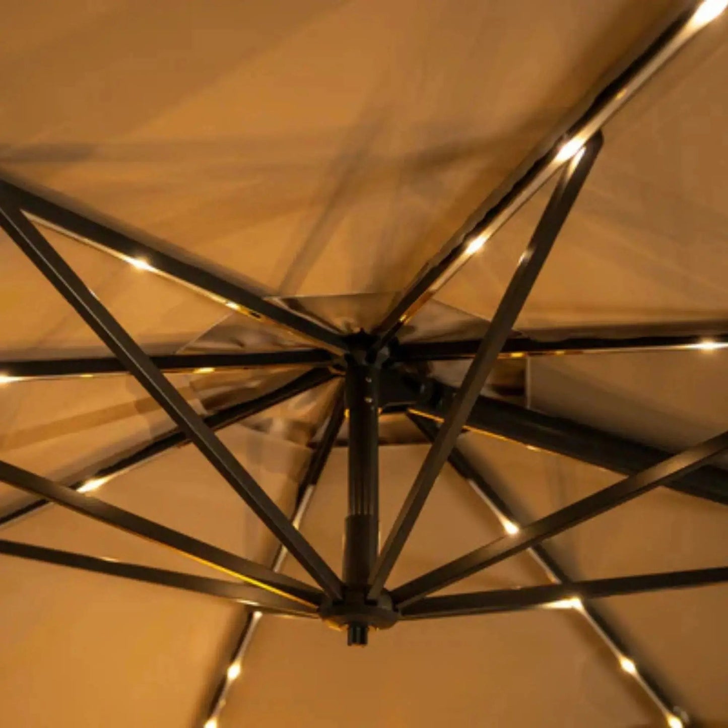 Kettler Orion 3.0m Round Slate Canopy LED Cantilever Parasol with Side Tilt, Granite Base & Night Cover - Grey Frame