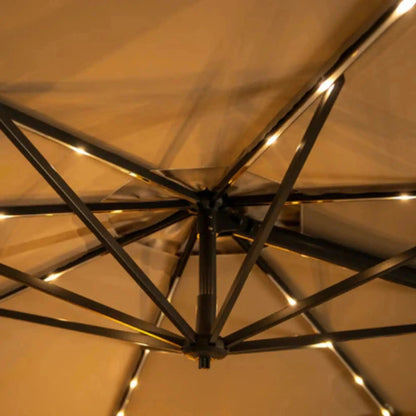 Kettler Orion 3.0m Round Slate Canopy LED Cantilever Parasol with Side Tilt, Granite Base & Night Cover - Grey Frame