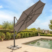 Kettler Orion 3.0m Round Slate Canopy LED Cantilever Parasol with Side Tilt, Granite Base & Night Cover - Grey Frame