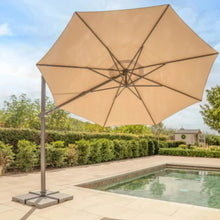 Kettler Orion 3.0m Round Stone Canopy LED Cantilever Parasol with Side Tilt, Granite Base & Night Cover - Grey Frame