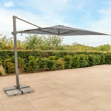 Kettler Orion 3.0m Square Slate Canopy LED Cantilever Parasol with Side Tilt, Granite Base & Night Cover