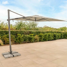 Kettler Orion 3.0m Square Stone Canopy LED Cantilever Parasol with Side Tilt, Granite Base & Night Cover